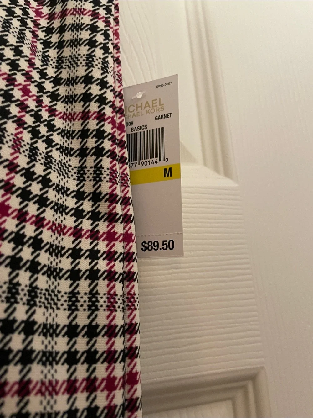 Michael Kors Black, White & Pink Plaid Pencil Skirt